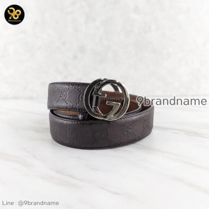 Gucci Brown Guccissima Leather Interlocking G Buckle Belt