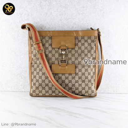 Gucci Canvas Sherry Line Shoulder Bag Beige