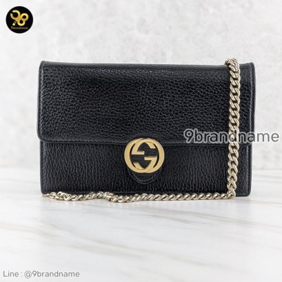 Gucci GG Interlocking Wallet On Chain Black Crossbody Bag 615523