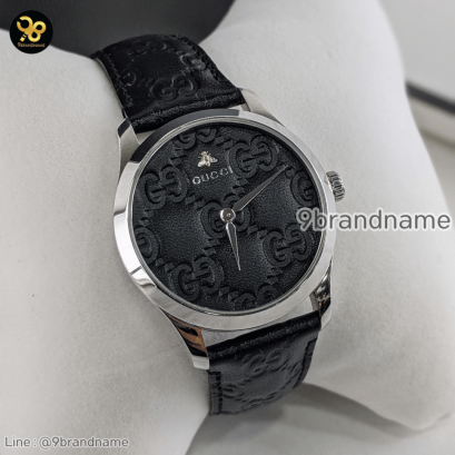 Gucci G-Timeless Black Dial Black Leather Strap Unisex Watch YA1264031
