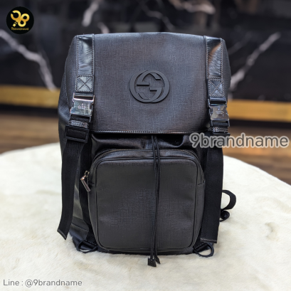 Gucci Large Black Interlocking Backpack แบรนด์เนมมือสอง