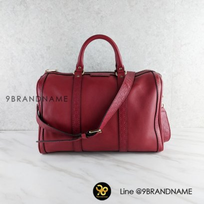 Gucci Red Pebbled Calfskin Leather Medium Boston Bag 247205