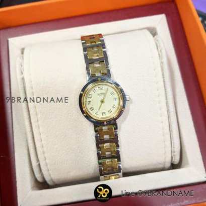 Hermes Clipper Watch In Stainless Steel And gold Plated