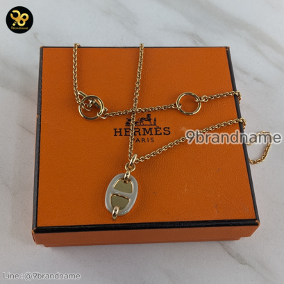 Hermes Mini Maillon Necklace Marron Glace แบรนด์เนมมือสอง