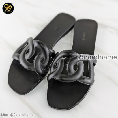 Hermes Pool Sandal Aloha Noir Rubber