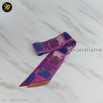 Hermes	Silk Camails Twilly Scarf Rouge Violet Marine