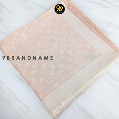 Louis Vuitton Monogram Shawl soft silk-and-wool ชมพูอ่อน