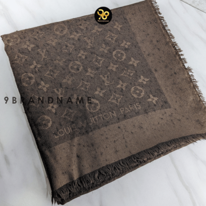 Louis Vuitton Monogram Shawl soft silk-and-wool น้ำตาลเข้ม