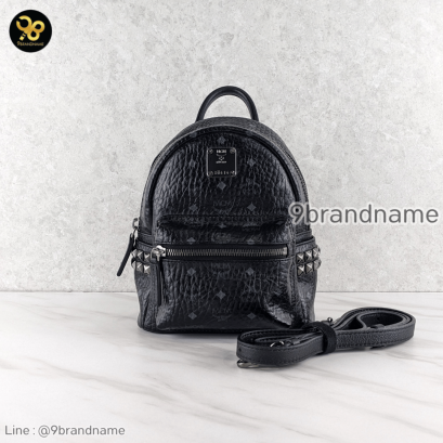 MCM Stark Side Studs Backpack in Visetos Calf black