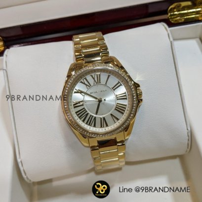 Michael   Kors Kacie Crystal & Yellow Gold Watch MK6184 Steel Gold ระบบ : Quartzหลักโรมัน