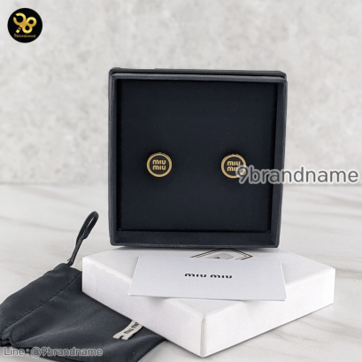 Unused Miu Miu Enameled Metal Earrings Black GHW