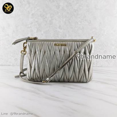 Miu Miu Matelasse Gold Leather Shoulder Bag