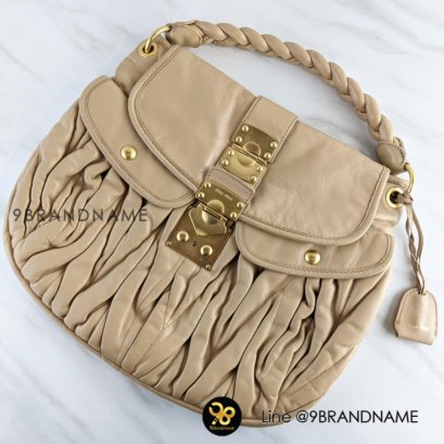 Miu miu Matelasse Pale Beige lux Nappa Leather Coffer Hobo Bag