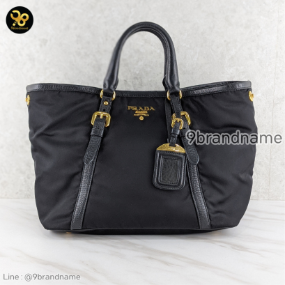 Prada Black tessuto tote bag leather Tessuto