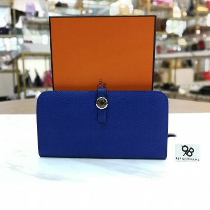 Hermes Wallet​ Dogon Bi-Fold​ Long​ Clemence​ Blue​ Electric SHW Stamp O 2011
