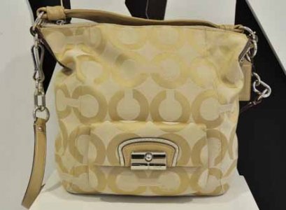 Coach ทรงสะพายยาว Crossbody ใบใหญ่ ลาย Signature สี Beige สภาพสวยค่ะ