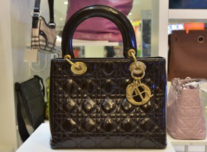 Christian Dior - Lady Dior Patent สี Chocolate อะไหล่ทอง ไซส์ 10