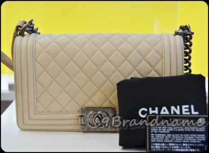 Chanel Boy Bag Beige Caviar RHW 10