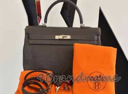 Hermes Kelly หนัง Togo สีน้ำตาล Chocolate PHW Size 35