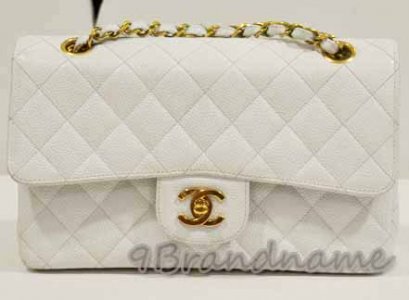Chanel Classic Double Flap WHITE Caviar 9