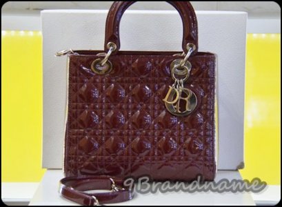 Christian Dior Lady Dior Patent Red Wine size 10