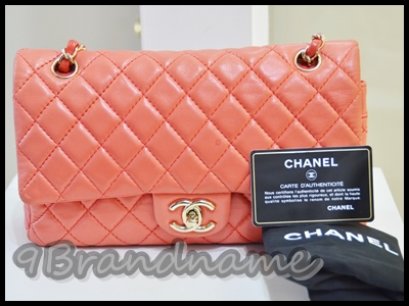 Chanel Classic Salmon Pink Lamb skin Double Flab size 10