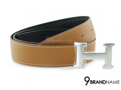 Hermes Belt 95 Leather Epsom Brown And Swift Black Silver