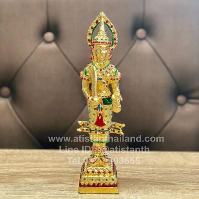 พระภูมิชัยมงคลทองเหลืองปิดทองแท้100% ลงยา