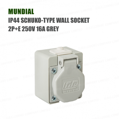 Industrial Plug & Socket - IP44 SCHUKO-TYPE WALL SOCKET 2P GREY