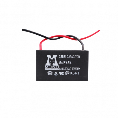 คาปาซิเตอร์แคปพัดลมMono(โมโน) 5 uF แบบมีสาย