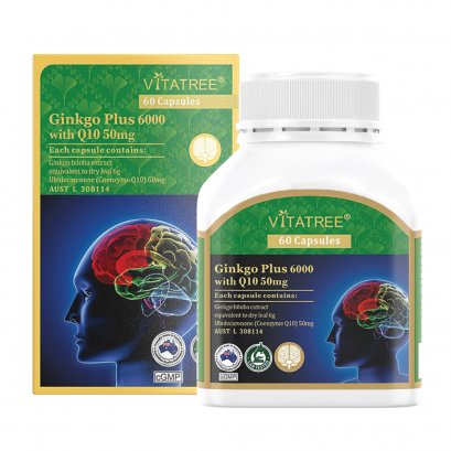 Vitatree Ginkgo Plus 6000 with Q10 50mg 60 Capsules