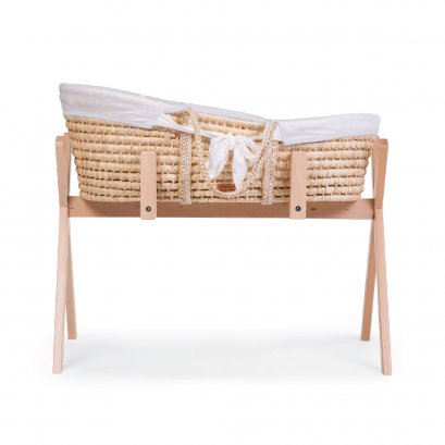 ตะกร้านอนเด็กพร้อมขาตั้ง Moses Basket with Natural Stand - Jersey OFFWHITE