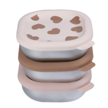ชุดกล่องสแตนเลสพร้อมฝาซิลิโคน 3 ชิ้น BEABA Set of 3 Stainless Steel 250ml Meal Box - Big Love