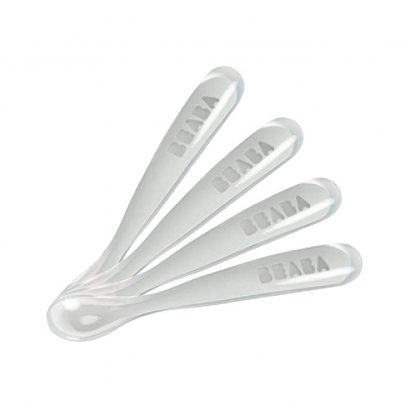 Set of 4 Ergonomic 1st Stage Silicone Spoons - Light Grey