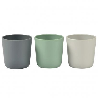 เซ็ตถ้วยน้ำซิลิโคน 3 ชิ้น Set of 3 Silicone Anti Slip Cup - Grey / Frosty Green / Charcoal