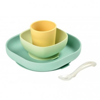 ชุดเซ็ทรับประทานอาหารซิลิโคน 4 ชิ้น BEABA Silicone Meal Set (4 pcs) - Yellow