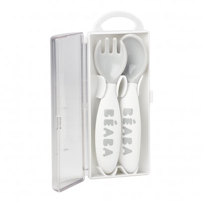 2nd age training fork and spoon (storage case included) - GREY