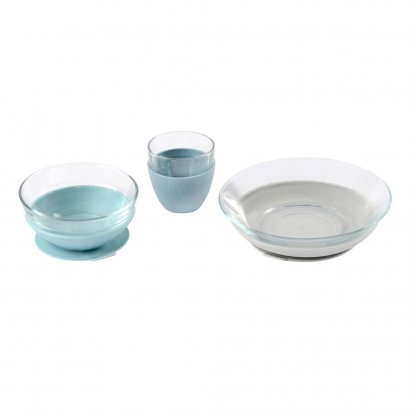 ชุดจาน ชาม แก้วน้ำ ทำจากแก้วนิรภัย Duralex Glass Meal Set With Soft Protective Suction Pad - Jungle