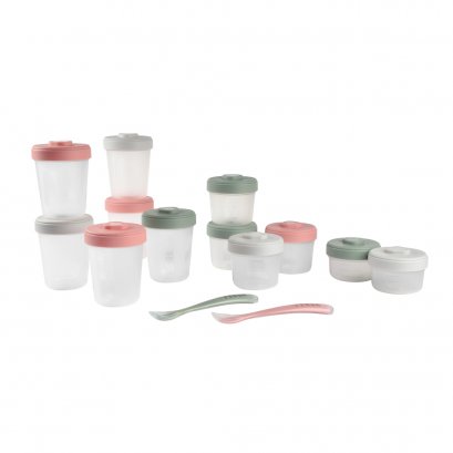 Expert Meal &amp; Food Storage Pack  – 12 Clip Portions + 2 1st Stage Silicone Spoons - Eucalyptus