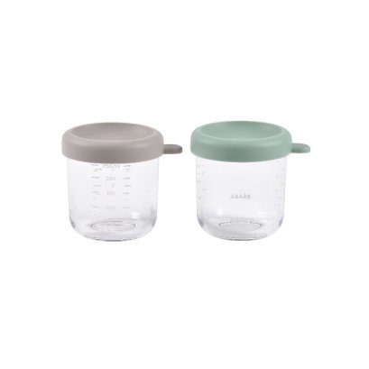 ชุดกระปุกแก้ว ฝาปิดสูญญากาศ 2 ชิ้น Set of 2 Glass Portions 250 ml - Sage Green/ Grey