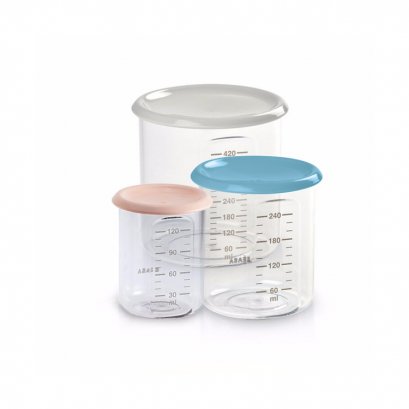 Set of 3 conservation jars (1 baby / 1 maxi / 1 maxi +) (assorted colors LIGHT GREY/BLUE/PINK)