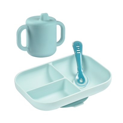 ชุดเซ็ทรับประทานอาหารซิลิโคน 3 ชิ้น Silicone Learning Set - Airy Blue(copy)