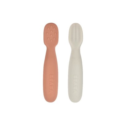 ช้อนหัดทานอาหาร Set of 2 Silicone Pre Spoons - Terracotta/Velvet Grey