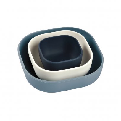 ชุดชามซิลิโคน 3 ชิ้น Set of 3 Silicone Stackable Bowls (Night Blue/Cotton/Baltic Blue)