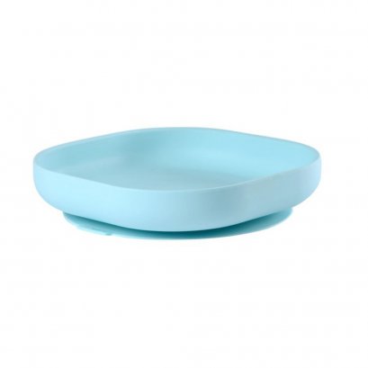 จานซิลิโคนก้นดูด Silicone Suction Plate - Light Blue