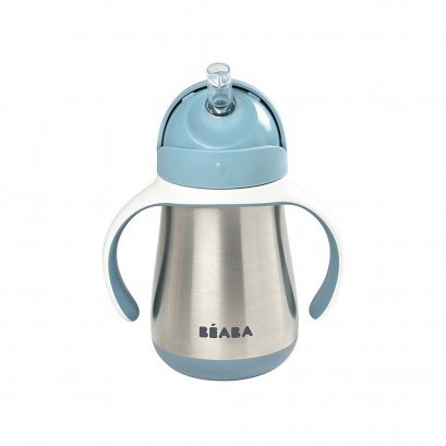 กระติกน้ำหัดดื่ม Stainless Steel Straw Cup with Handles 250ml - Windy Blue