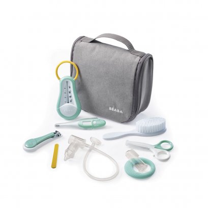 BEABA Hanging Toiletry Pouch with 9 Accessories - Grey