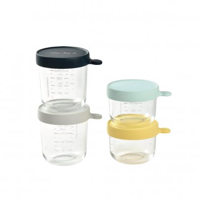 ชุดกระปุกแก้ว ฝาปิดสูญญากาศ 4 ชิ้น Set of 4 Superior Glass Container (150ml yellow / 150ml light blue / 250ml dark blue / 250ml light mist)