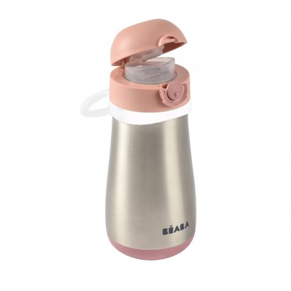 กระติกน้ำสแตนเลสแบบยกดื่ม Stainless Steel Spout Bottle 350 ml -  Vintage Pink