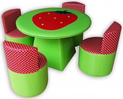 ชุดโต๊ะสตอเบอร์รี่+เก้าอี้มีพนักพิง